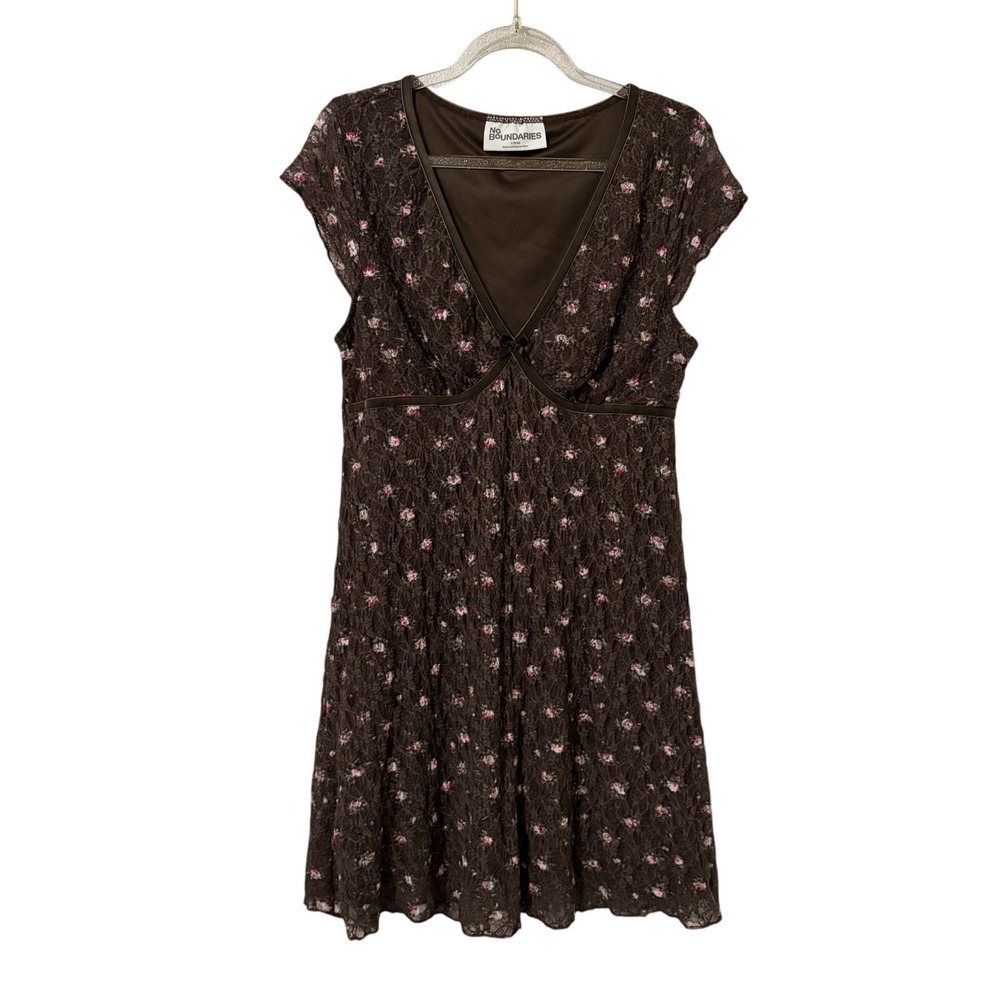 Y2K Babydoll Floral Lace Dress Whimsical Feminine Delicate Coquette Cottagecore